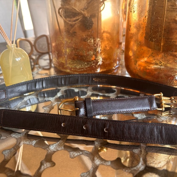 COA Celine Brown Leather and Gold Metal Belt 65 - Picture 2 of 8